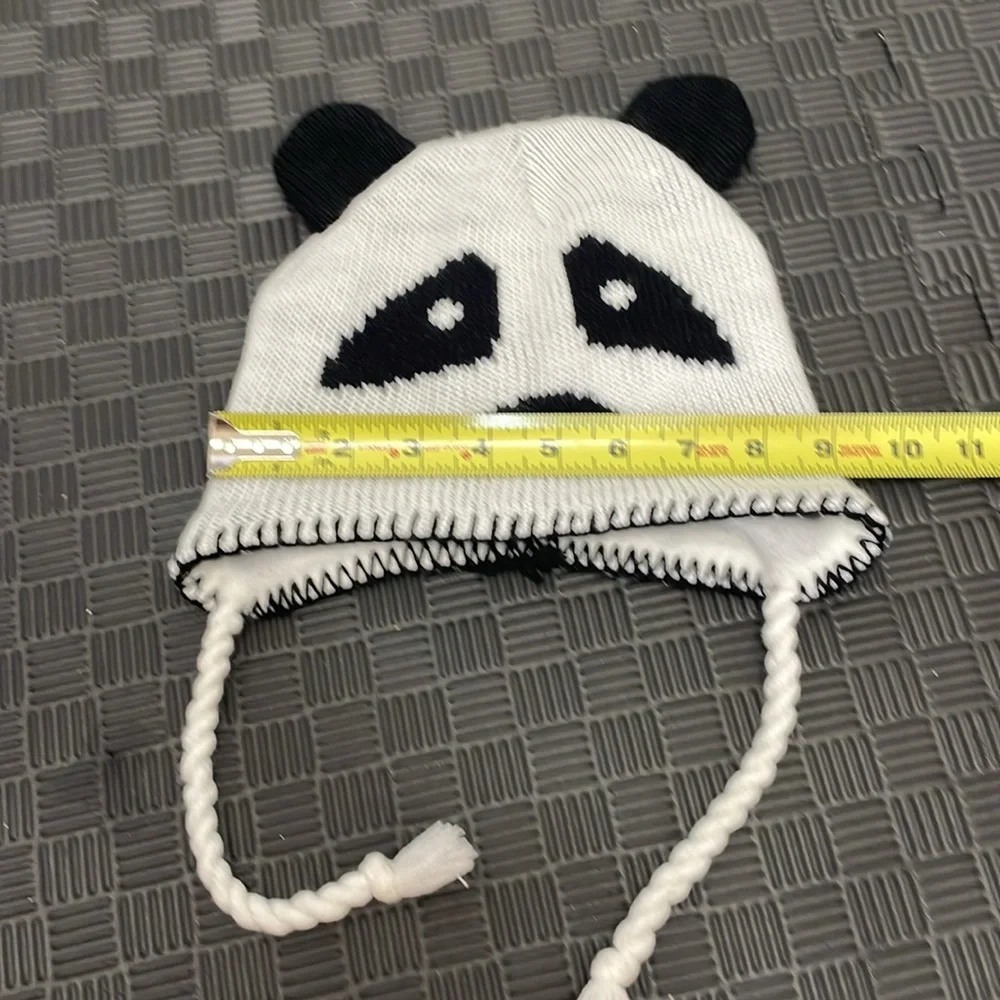 Panda kids knitted panda bear face hat one size
